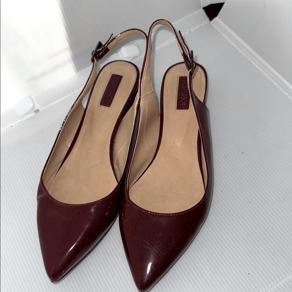 Topshop Cranberry Slingback Heels with Pointed Toe